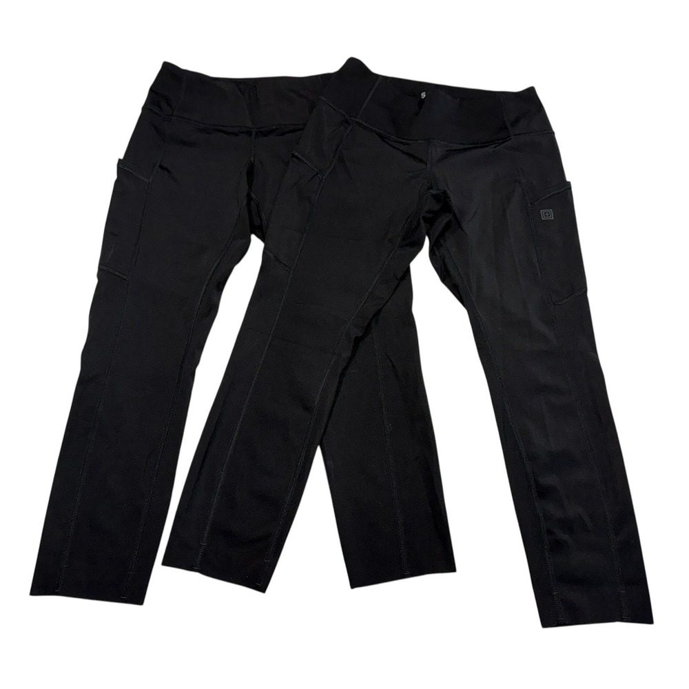 5.11 Tactical Physical Training Ready 2 Pair Black Capri Leggings Size S PT-R
